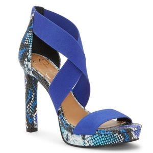 Jessica Simpson Reptile Print Blue LIXEN Strappy High Heel Shoes Size 8